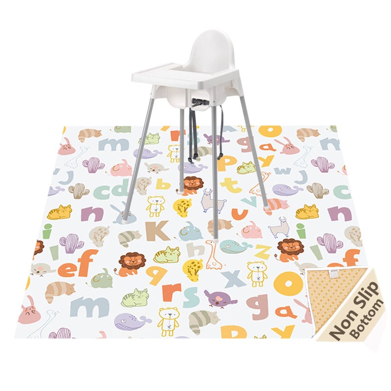 Womumon Baby Splat Mat for Under High Chair and Arts and Crafts, 51" Waterproof Wipeable Floor Protector, Anti-Slip Washable Splash Mat - Image 1